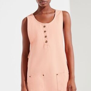 Obey Peach Denim Jeanne Pinafore Dress